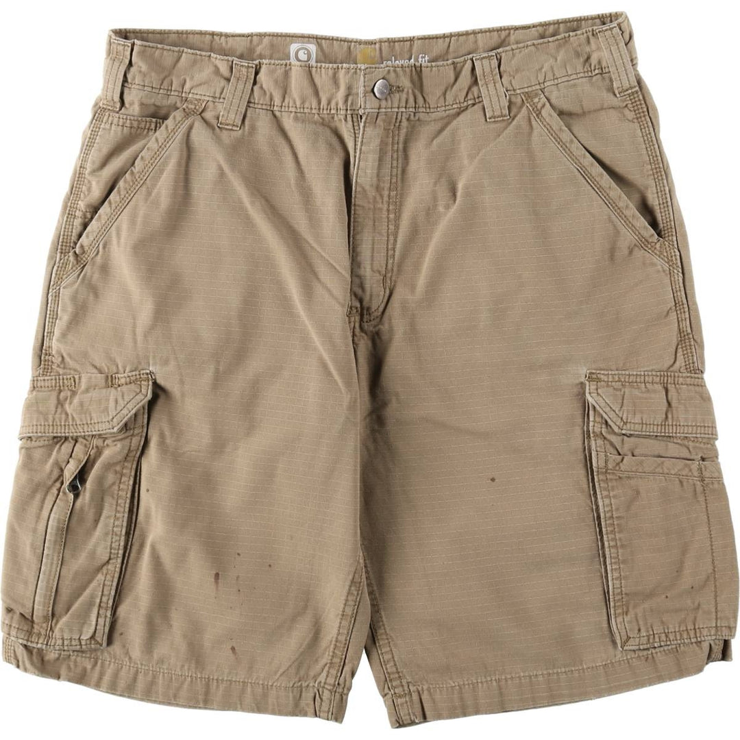 Carhartt Relaxed Fit Force Ripstop Cargo Shorts (Men's W36 equivalent) cotton Beige type Vintage Second Hand
