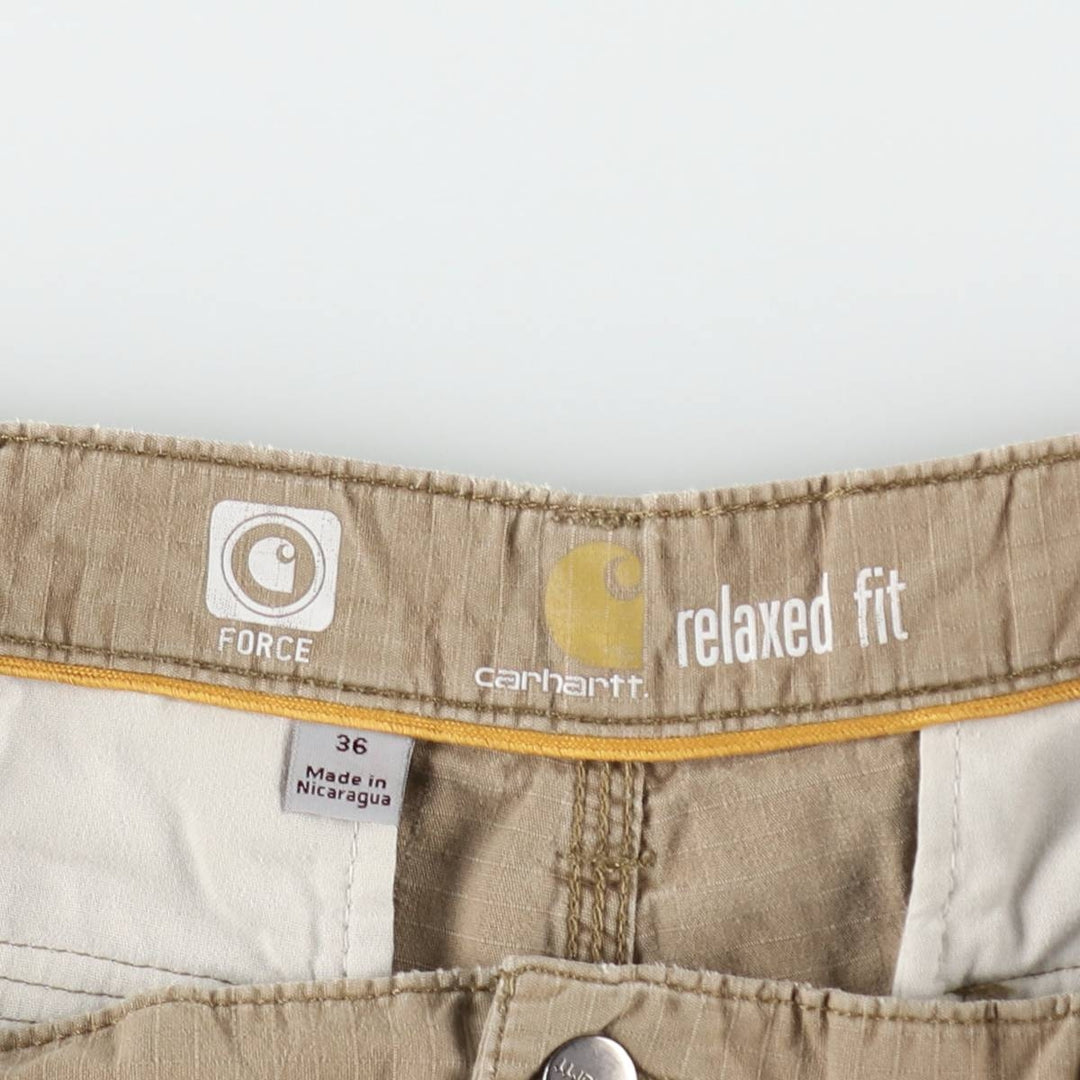 Carhartt Relaxed Fit Force Ripstop Cargo Shorts (Men's W36 equivalent) cotton Beige type Vintage Second Hand