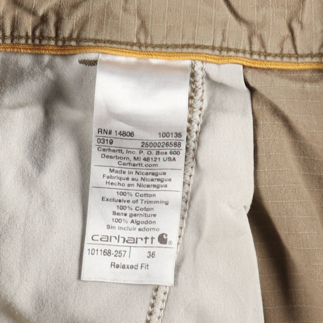 Carhartt Relaxed Fit Force Ripstop Cargo Shorts (Men's W36 equivalent) cotton Beige type Vintage Second Hand