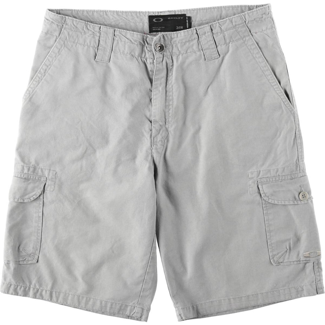 Oakley Regular Fit Sample Cargo Shorts with Reflective Details - Men's Size W35 (approx.) cotton gray type Vintage Second Hand