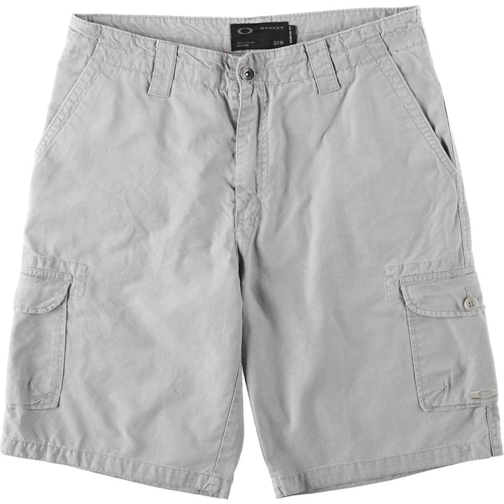 Oakley Regular Fit Sample Cargo Shorts with Reflective Details - Men's Size W35 (approx.) cotton gray type Vintage Second Hand