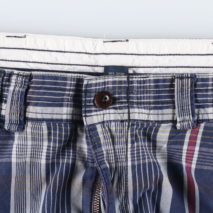 Ralph Lauren POLO by Ralph Lauren Check Pattern Cargo Shorts, Men's Size W38 (approx.) cotton navy blue type Vintage Second Hand
