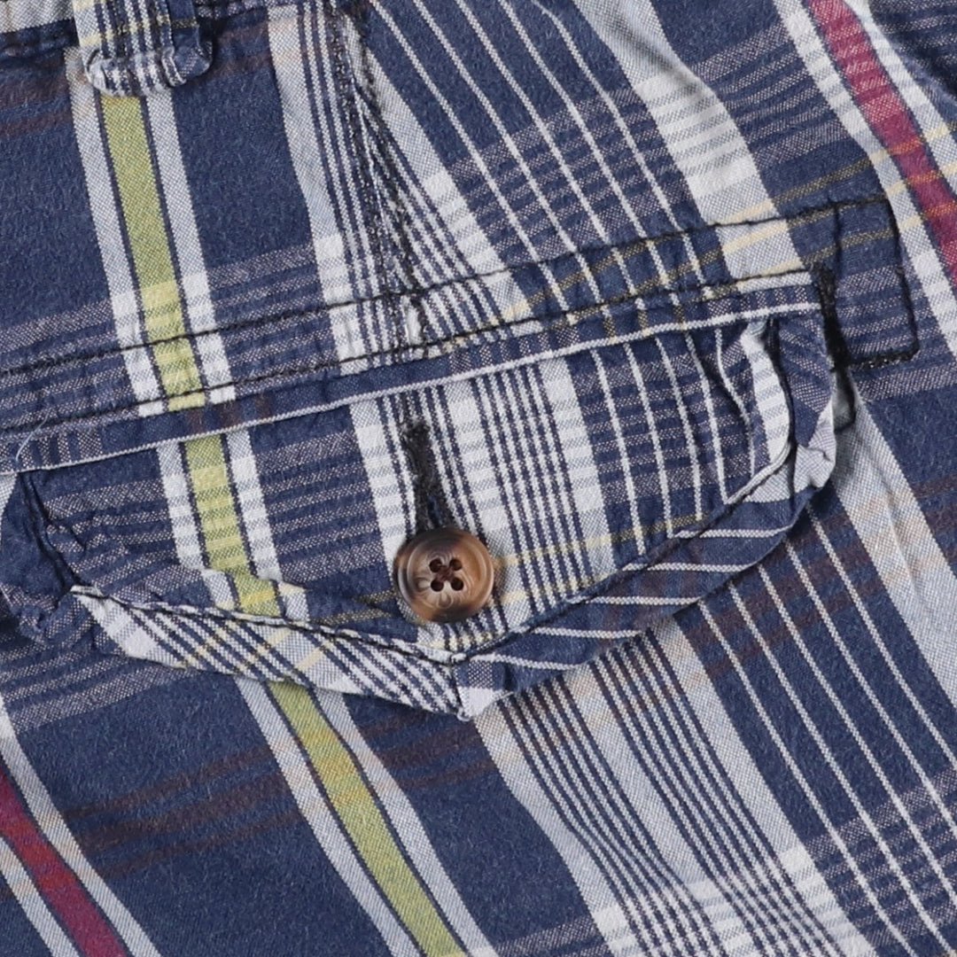 Ralph Lauren POLO by Ralph Lauren Check Pattern Cargo Shorts, Men's Size W38 (approx.) cotton navy blue type Vintage Second Hand