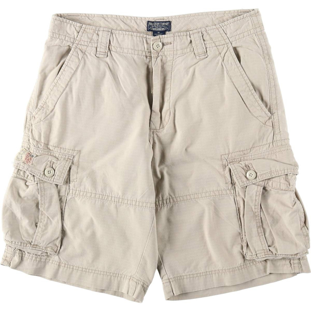 Ralph Lauren POLO JEANS COMPANY Ripstop Cargo Shorts, Men's Size W35 (approx.) cotton Beige type Vintage Second Hand