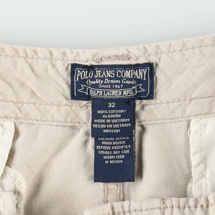 Ralph Lauren POLO JEANS COMPANY Ripstop Cargo Shorts, Men's Size W35 (approx.) cotton Beige type Vintage Second Hand
