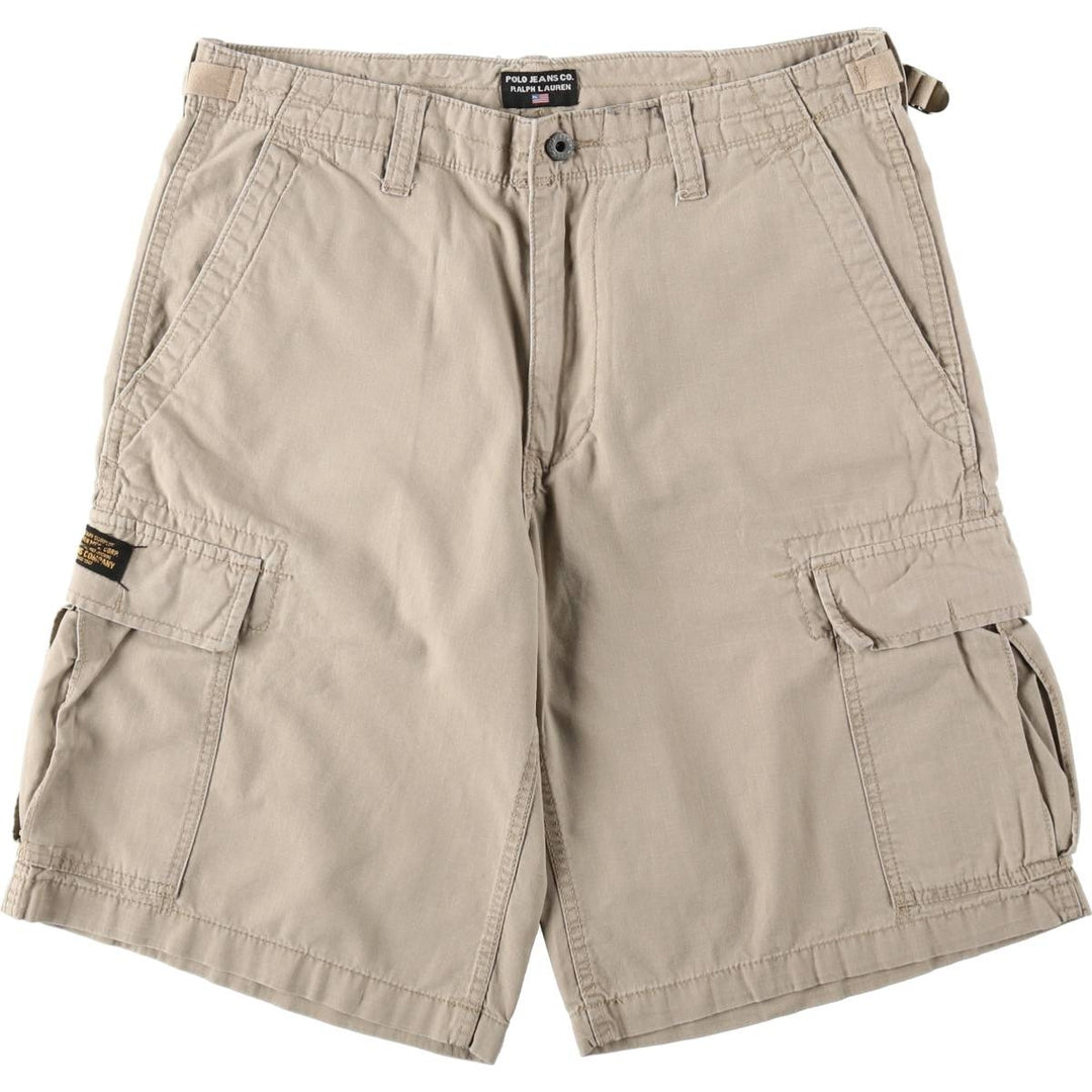 Ralph Lauren POLO JEANS COMPANY Ripstop Military Cargo Shorts (Men's size W34 equivalent) cotton Beige type Vintage Second Hand