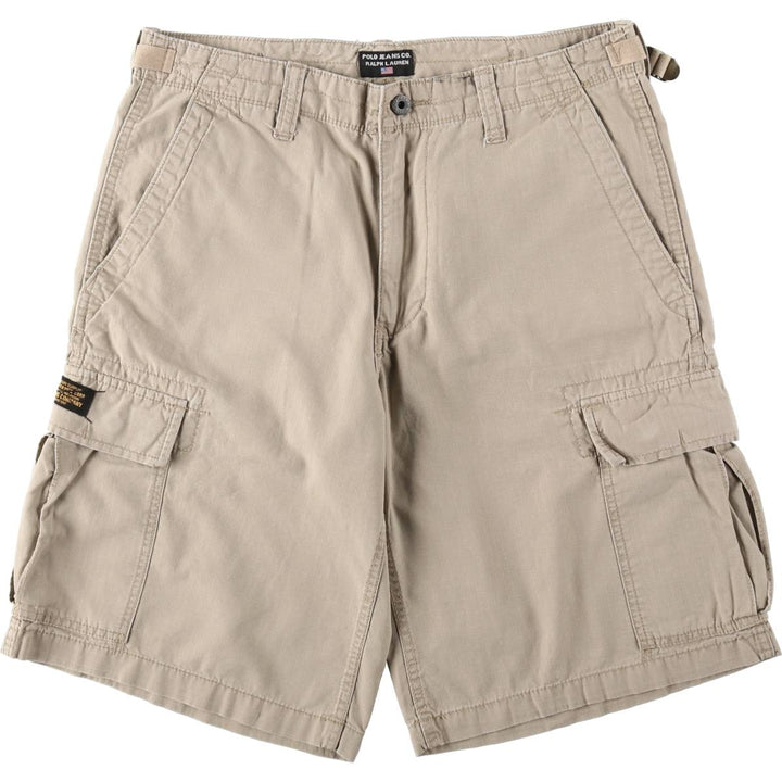 Ralph Lauren POLO JEANS COMPANY Ripstop Military Cargo Shorts (Men's size W34 equivalent) cotton Beige type Vintage Second Hand