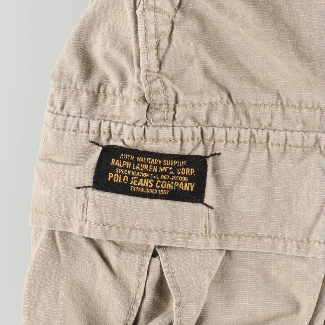 Ralph Lauren POLO JEANS COMPANY Ripstop Military Cargo Shorts (Men's size W34 equivalent) cotton Beige type Vintage Second Hand