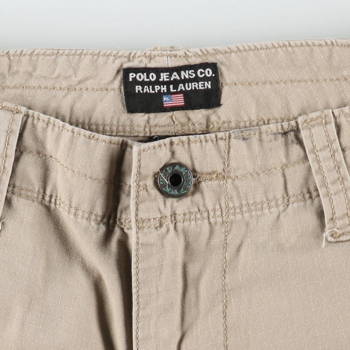Ralph Lauren POLO JEANS COMPANY Ripstop Military Cargo Shorts (Men's size W34 equivalent) cotton Beige type Vintage Second Hand