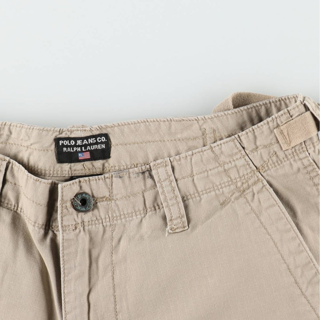 Ralph Lauren POLO JEANS COMPANY Ripstop Military Cargo Shorts (Men's size W34 equivalent) cotton Beige type Vintage Second Hand