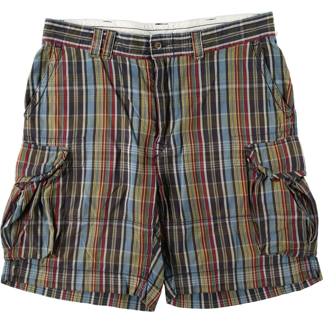 Ralph Lauren POLO by Ralph Lauren Check Pattern Cargo Shorts, Men's Size W37 (approx.) cotton multicolor Vintage Second Hand