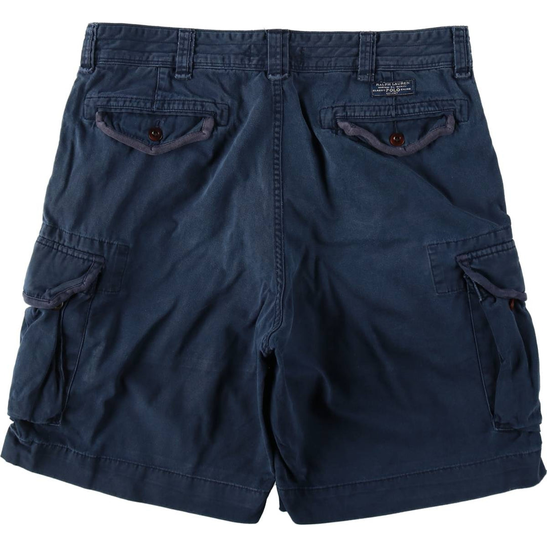 Ralph Lauren POLO by Ralph Lauren cargo shorts, men's size W39 (approx.) cotton navy blue type Vintage Second Hand