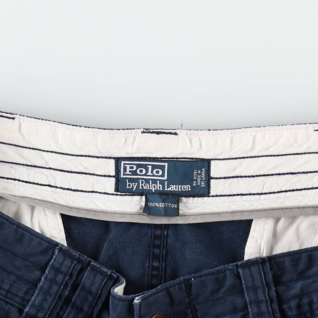 Ralph Lauren POLO by Ralph Lauren cargo shorts, men's size W39 (approx.) cotton navy blue type Vintage Second Hand