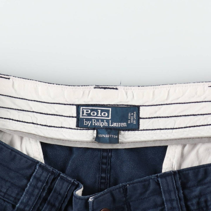 Ralph Lauren POLO by Ralph Lauren cargo shorts, men's size W39 (approx.) cotton navy blue type Vintage Second Hand