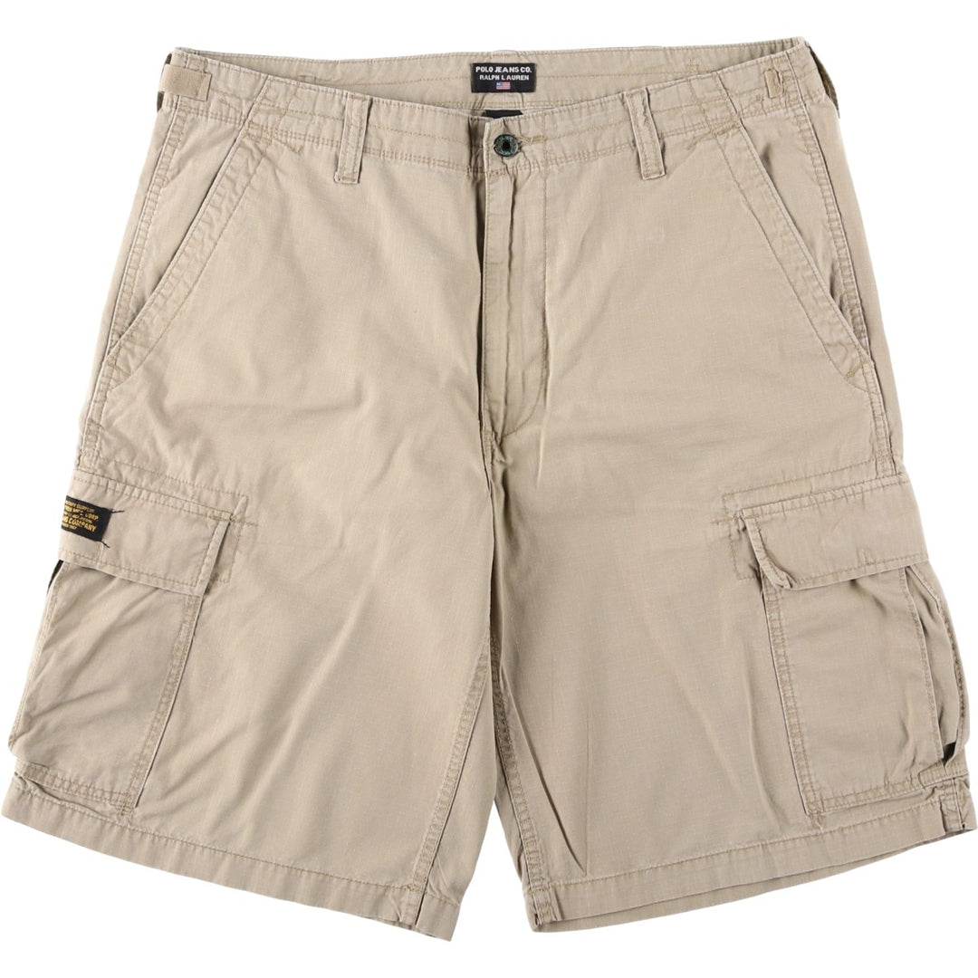 Ralph Lauren POLO JEANS COMPANY Ripstop Military Cargo Shorts (Men's size W38 equivalent) cotton Beige type Vintage Second Hand