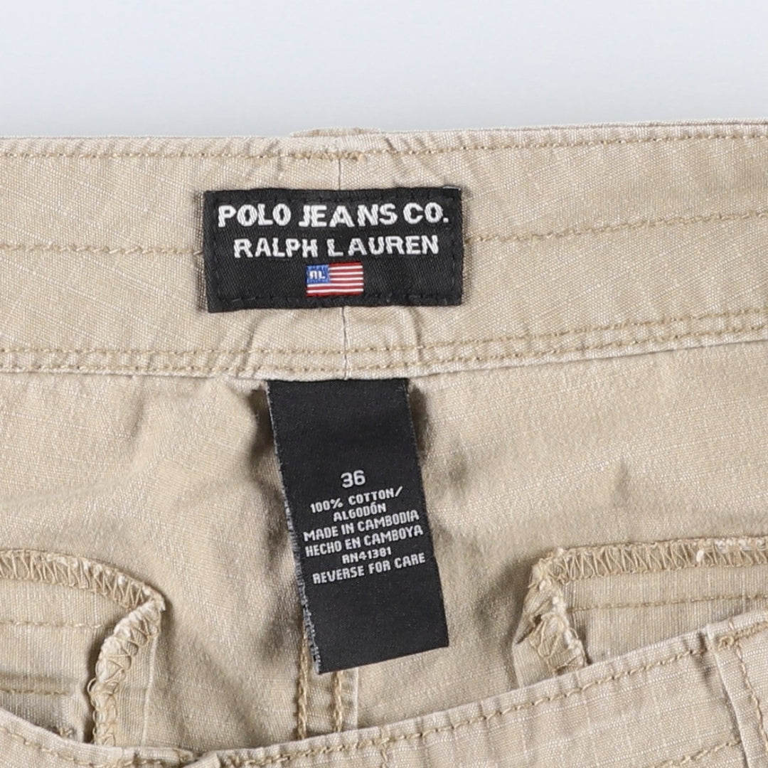 Ralph Lauren POLO JEANS COMPANY Ripstop Military Cargo Shorts (Men's size W38 equivalent) cotton Beige type Vintage Second Hand