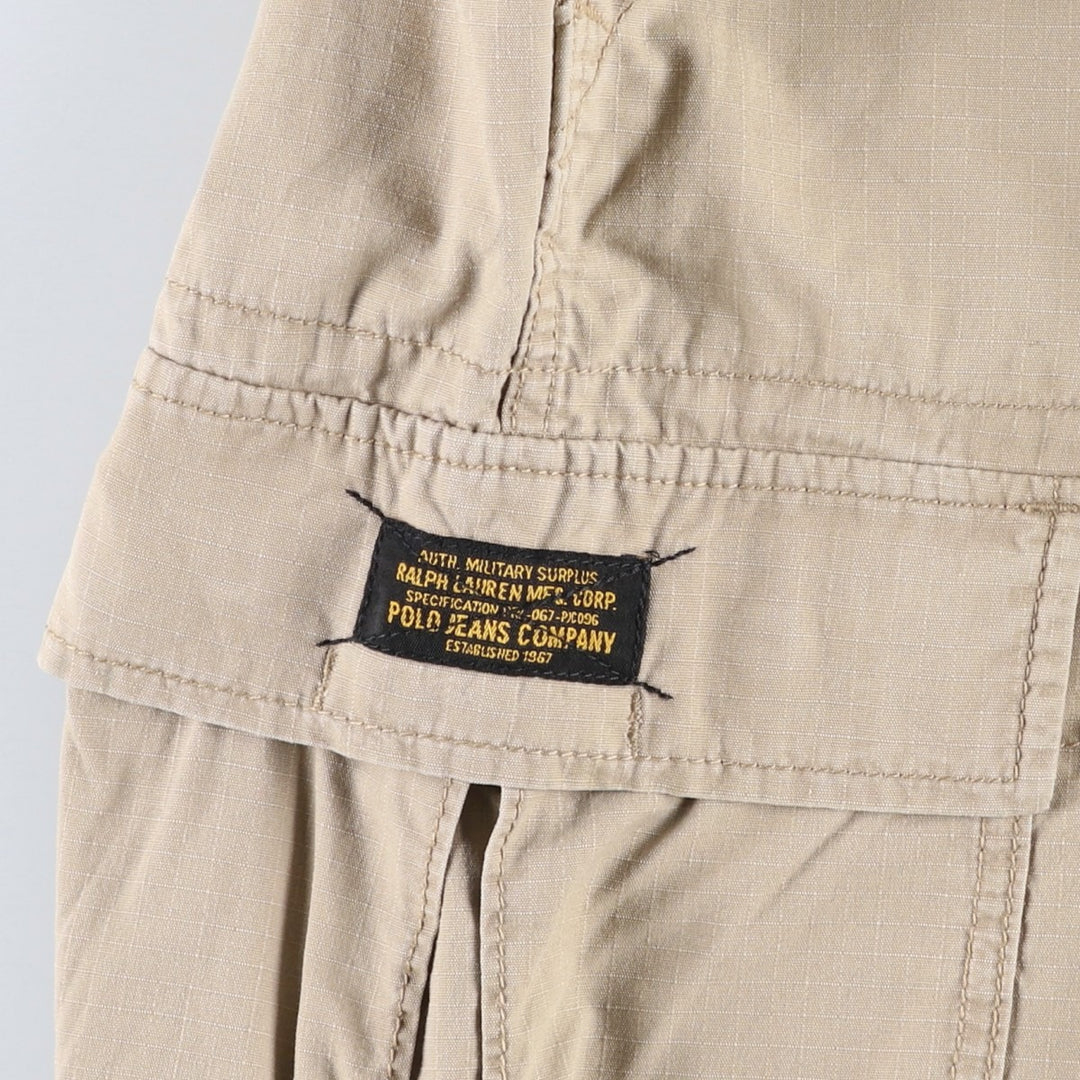 Ralph Lauren POLO JEANS COMPANY Ripstop Military Cargo Shorts (Men's size W38 equivalent) cotton Beige type Vintage Second Hand