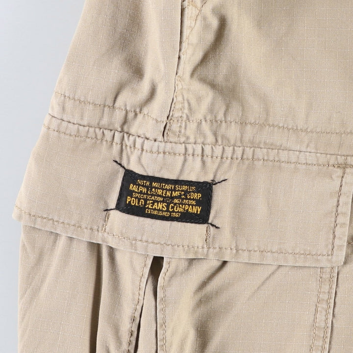 Ralph Lauren POLO JEANS COMPANY Ripstop Military Cargo Shorts (Men's size W38 equivalent) cotton Beige type Vintage Second Hand