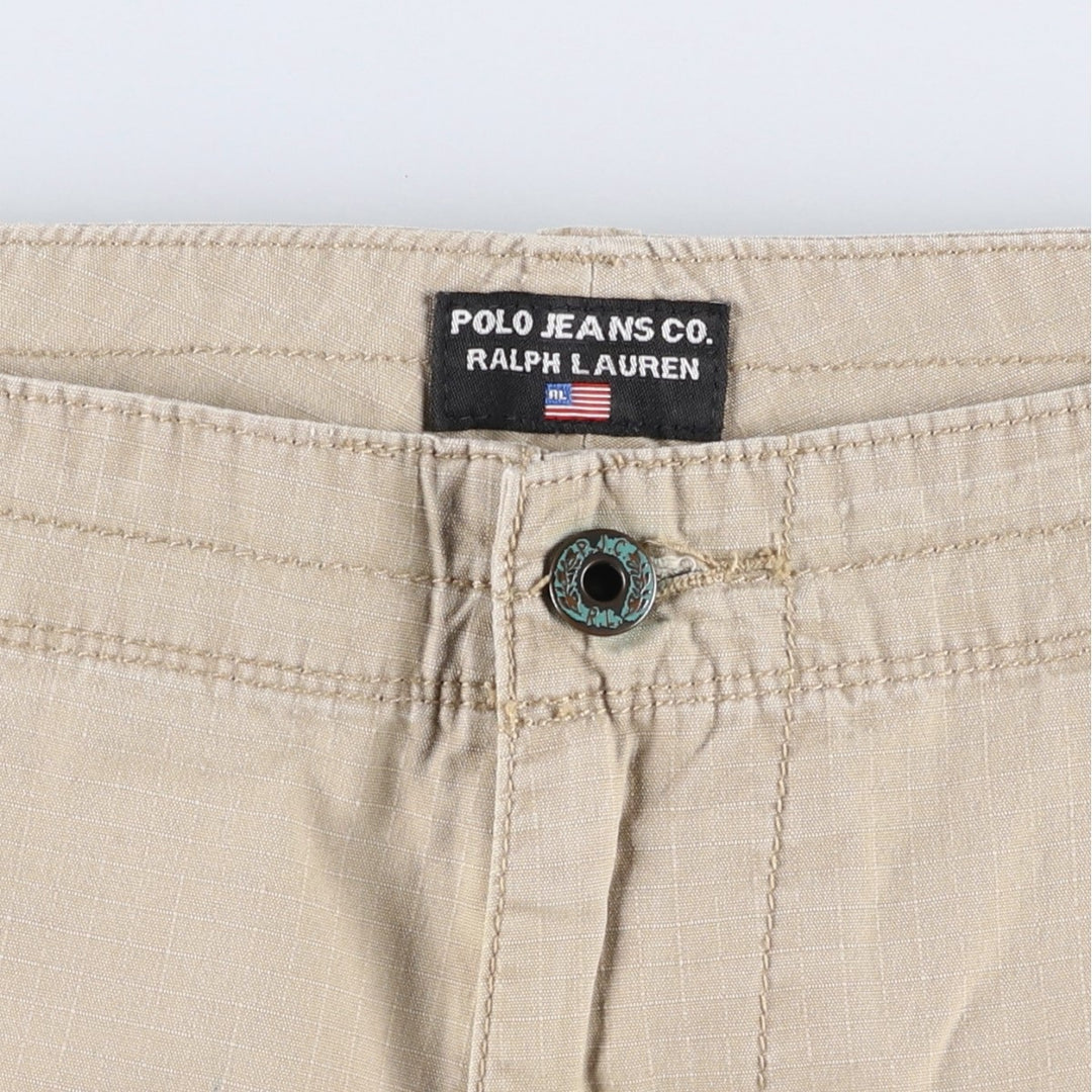 Ralph Lauren POLO JEANS COMPANY Ripstop Military Cargo Shorts (Men's size W38 equivalent) cotton Beige type Vintage Second Hand