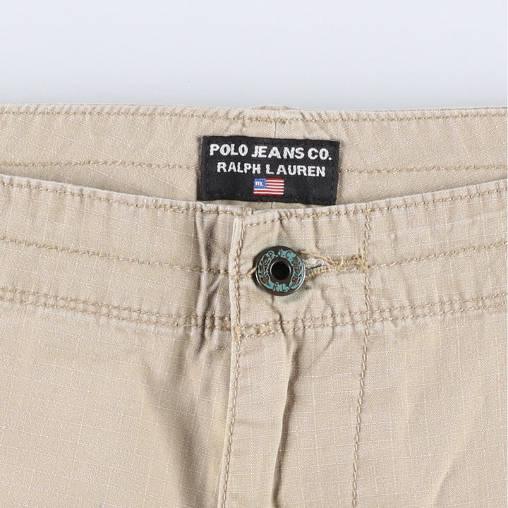 Ralph Lauren POLO JEANS COMPANY Ripstop Military Cargo Shorts (Men's size W38 equivalent) cotton Beige type Vintage Second Hand