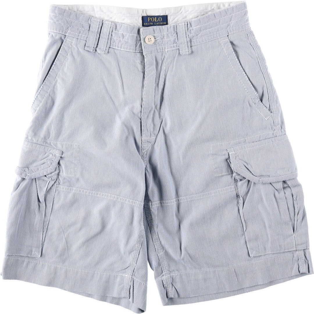 Ralph Lauren POLO RALPH LAUREN Stripe Pattern Cargo Shorts, Men's Size W30 (approx.) cotton blue type Vintage Second Hand