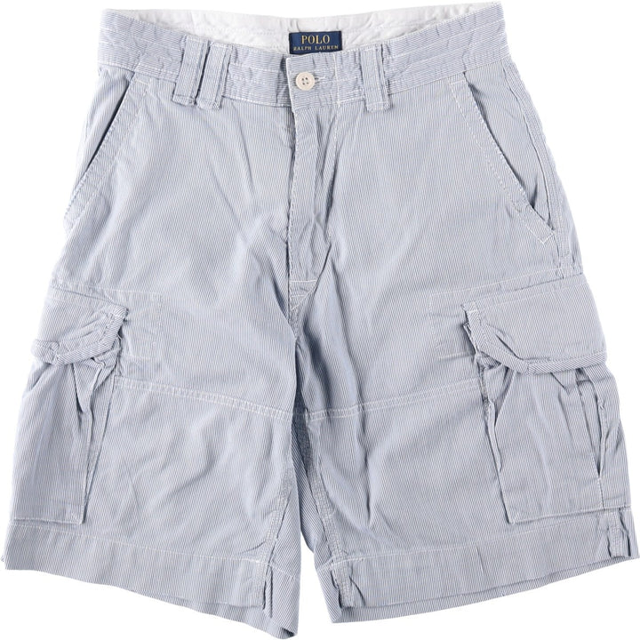 Ralph Lauren POLO RALPH LAUREN Stripe Pattern Cargo Shorts, Men's Size W30 (approx.) cotton blue type Vintage Second Hand