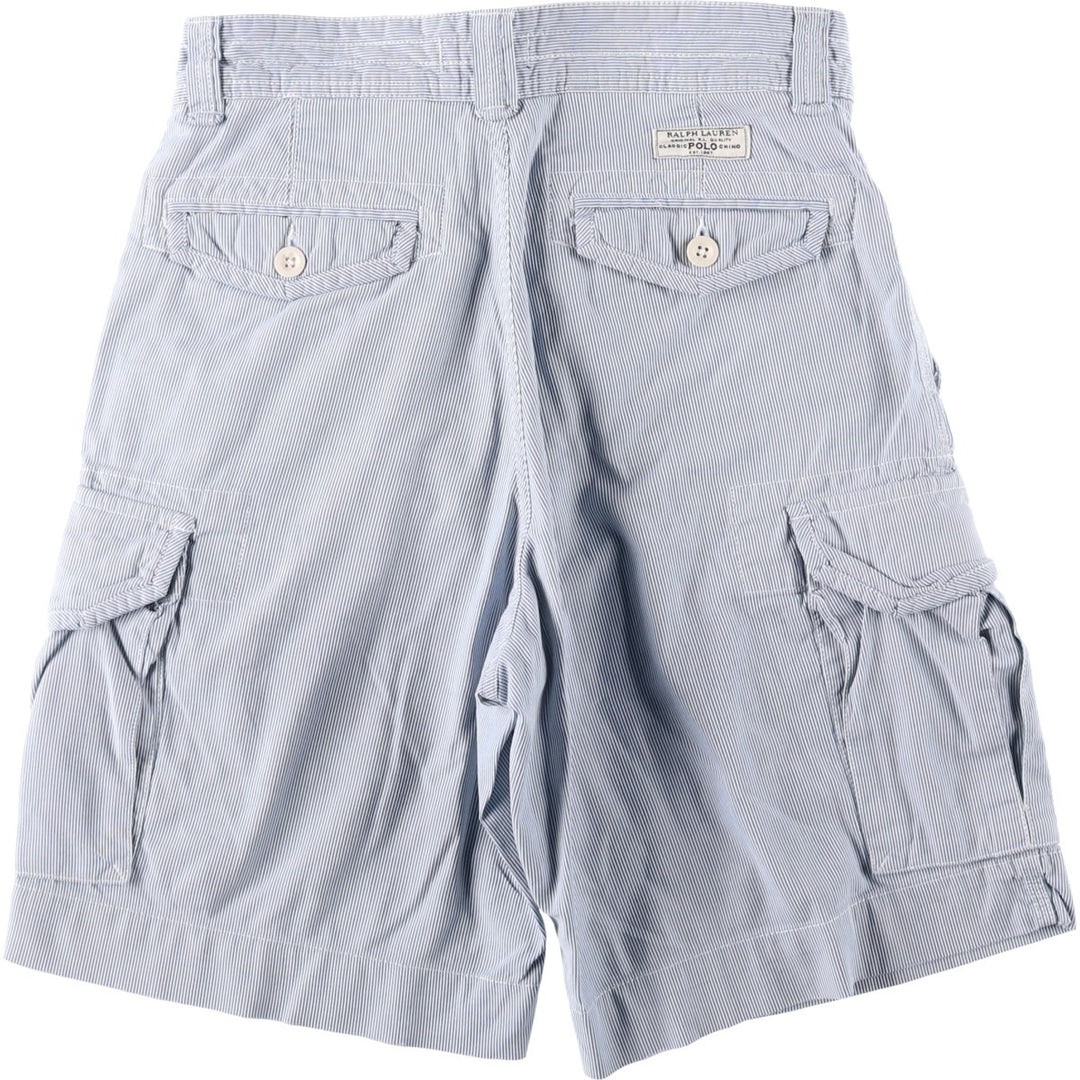 Ralph Lauren POLO RALPH LAUREN Stripe Pattern Cargo Shorts, Men's Size W30 (approx.) cotton blue type Vintage Second Hand