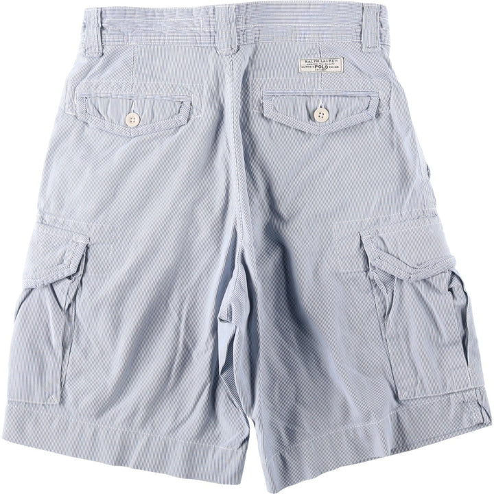 Ralph Lauren POLO RALPH LAUREN Stripe Pattern Cargo Shorts, Men's Size W30 (approx.) cotton blue type Vintage Second Hand