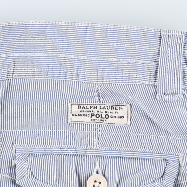 Ralph Lauren POLO RALPH LAUREN Stripe Pattern Cargo Shorts, Men's Size W30 (approx.) cotton blue type Vintage Second Hand