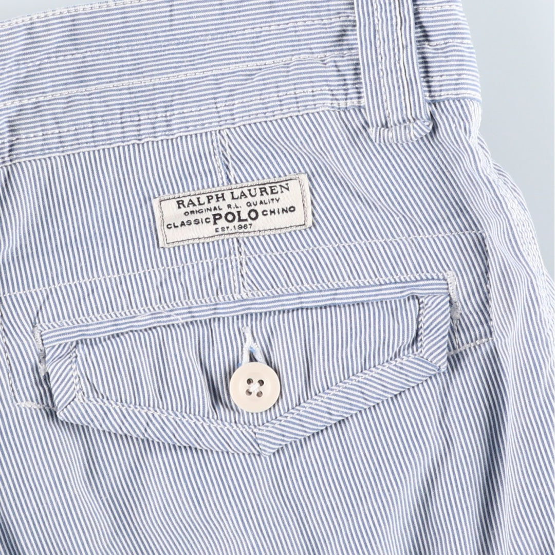 Ralph Lauren POLO RALPH LAUREN Stripe Pattern Cargo Shorts, Men's Size W30 (approx.) cotton blue type Vintage Second Hand