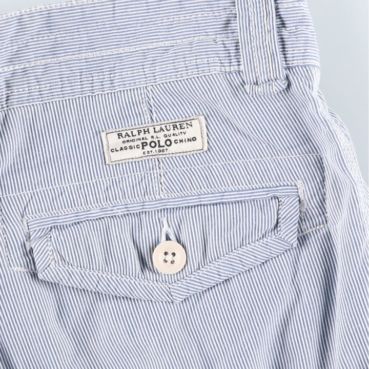 Ralph Lauren POLO RALPH LAUREN Stripe Pattern Cargo Shorts, Men's Size W30 (approx.) cotton blue type Vintage Second Hand
