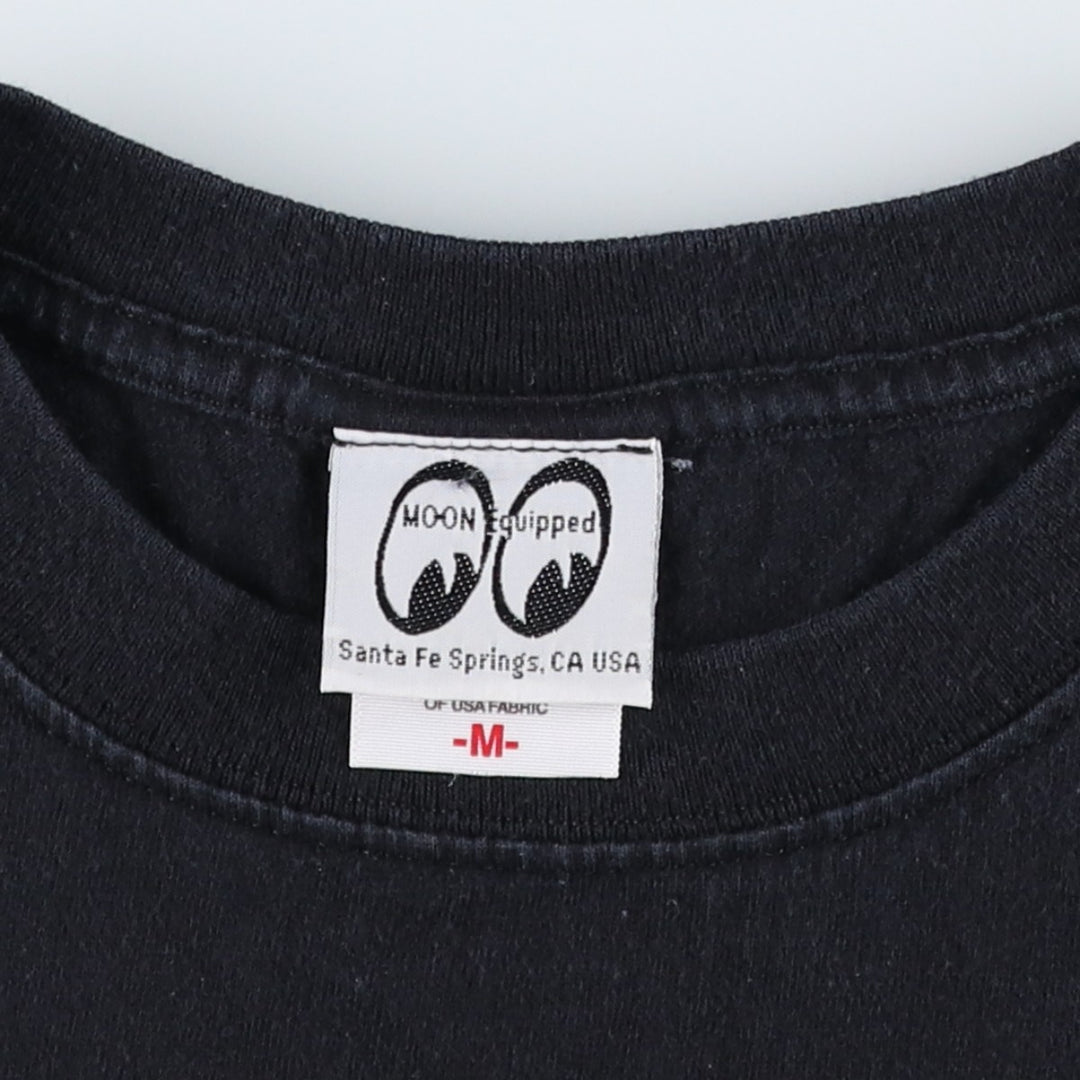 2000'S MOONEYES MOON Equipped Motorcycle Bike T-shirt, Men's Size M cotton black type Vintage Second Hand