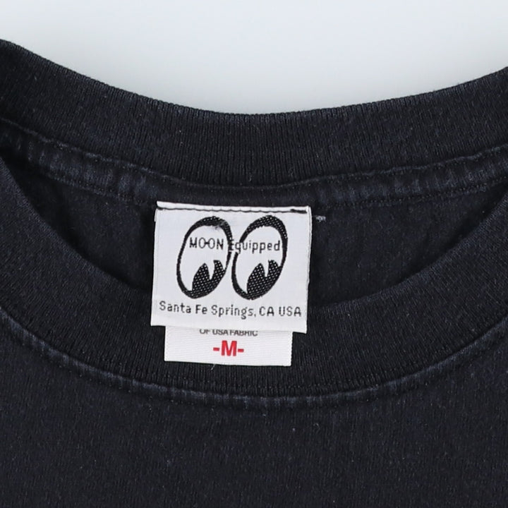 2000'S MOONEYES MOON Equipped Motorcycle Bike T-shirt, Men's Size M cotton black type Vintage Second Hand