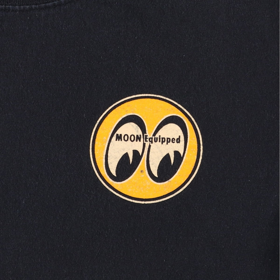 2000'S MOONEYES MOON Equipped Motorcycle Bike T-shirt, Men's Size M cotton black type Vintage Second Hand