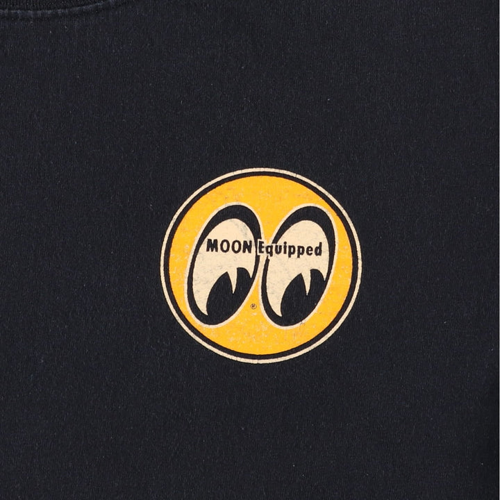 2000'S MOONEYES MOON Equipped Motorcycle Bike T-shirt, Men's Size M cotton black type Vintage Second Hand