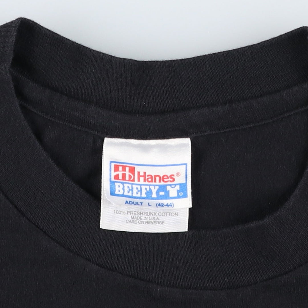 90'S Hanes BEEFY-T Eagle Pattern Motorcycle T-Shirt, Made in USA, Men's Size L (approx.), Vintage cotton black type Vintage Second Hand