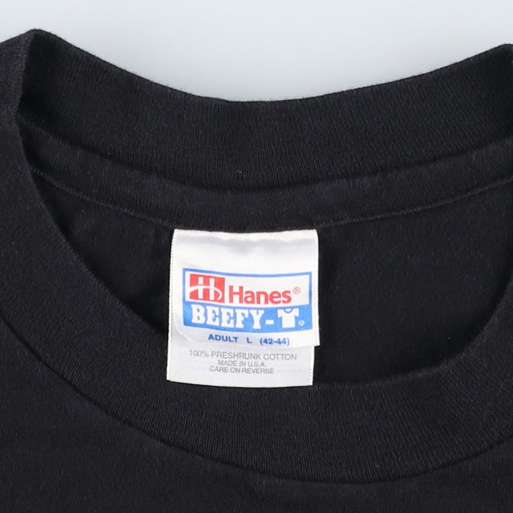 90'S Hanes BEEFY-T Eagle Pattern Motorcycle T-Shirt, Made in USA, Men's Size L (approx.), Vintage cotton black type Vintage Second Hand