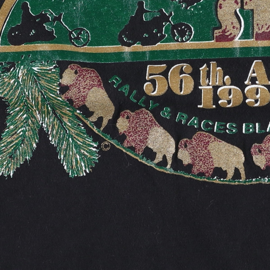 90'S Hanes BEEFY-T Eagle Pattern Motorcycle T-Shirt, Made in USA, Men's Size L (approx.), Vintage cotton black type Vintage Second Hand