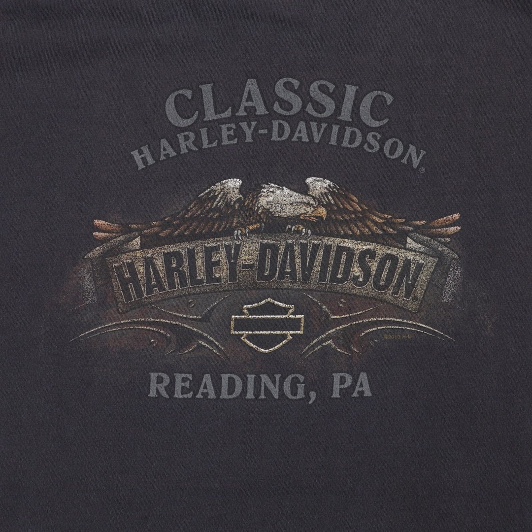 Harley-Davidson Eagle Pattern Motorcycle Bike T-shirt Men's XL cotton black type Vintage Second Hand