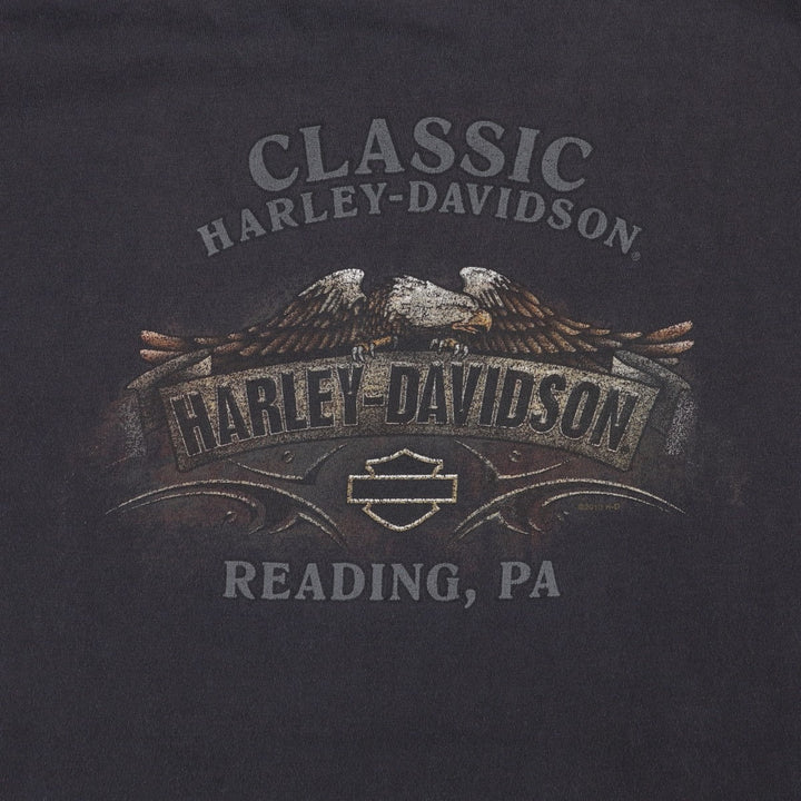 Harley-Davidson Eagle Pattern Motorcycle Bike T-shirt Men's XL cotton black type Vintage Second Hand