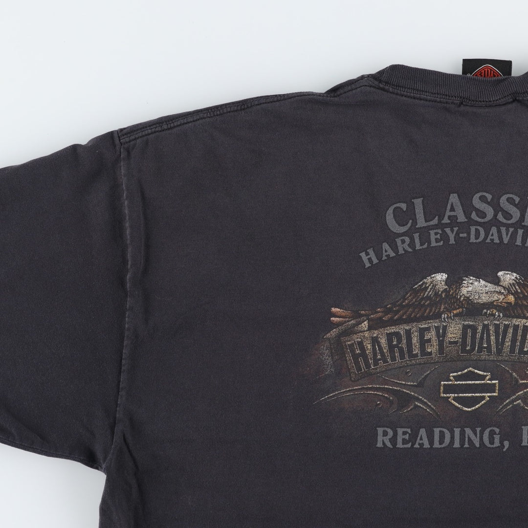 Harley-Davidson Eagle Pattern Motorcycle Bike T-shirt Men's XL cotton black type Vintage Second Hand