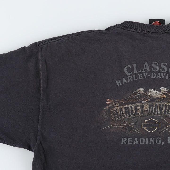 Harley-Davidson Eagle Pattern Motorcycle Bike T-shirt Men's XL cotton black type Vintage Second Hand