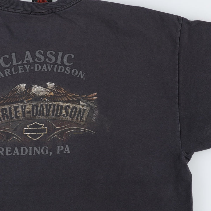 Harley-Davidson Eagle Pattern Motorcycle Bike T-shirt Men's XL cotton black type Vintage Second Hand