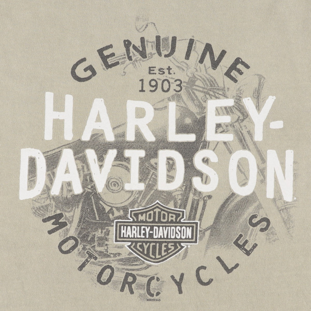 Harley-Davidson Motorcycle Bike T-shirt, Men's XL size unclear Khaki type sage green Vintage Second Hand