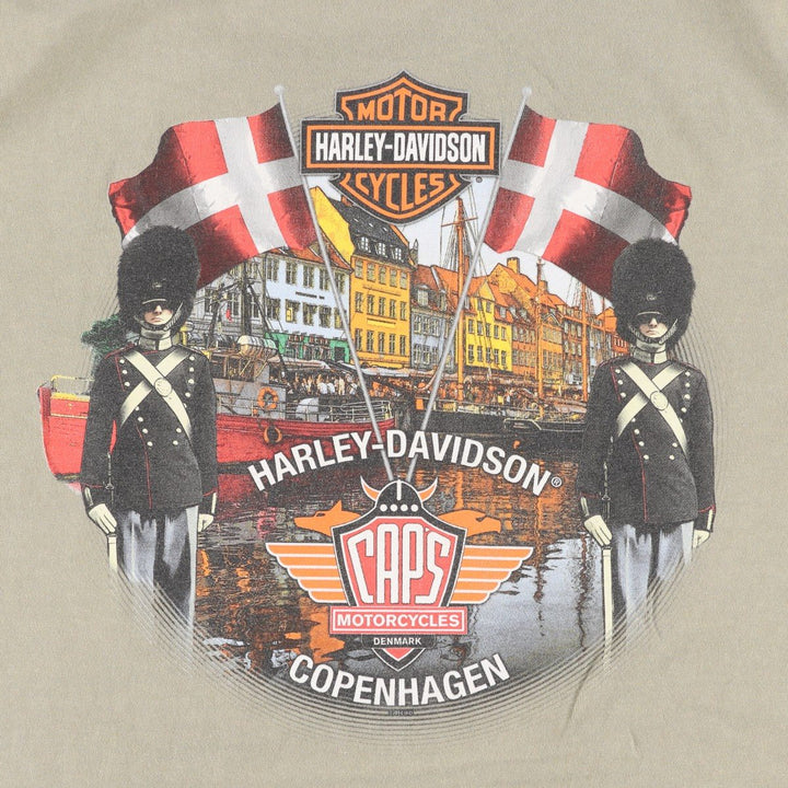 Harley-Davidson Motorcycle Bike T-shirt, Men's XL size unclear Khaki type sage green Vintage Second Hand