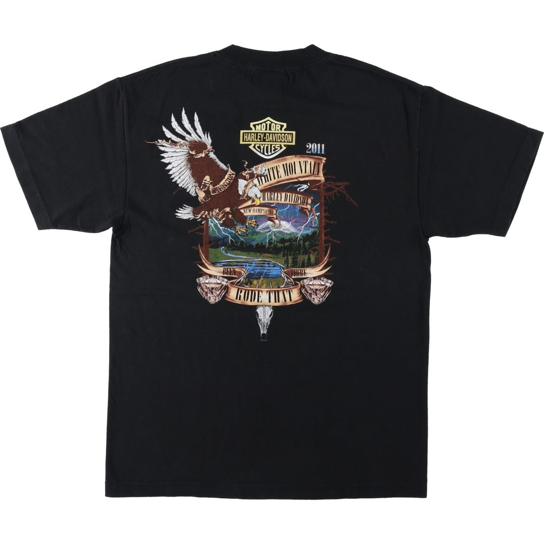 Harley-Davidson Eagle Pattern Motorcycle Bike T-shirt Men's L size cotton black type Vintage Second Hand