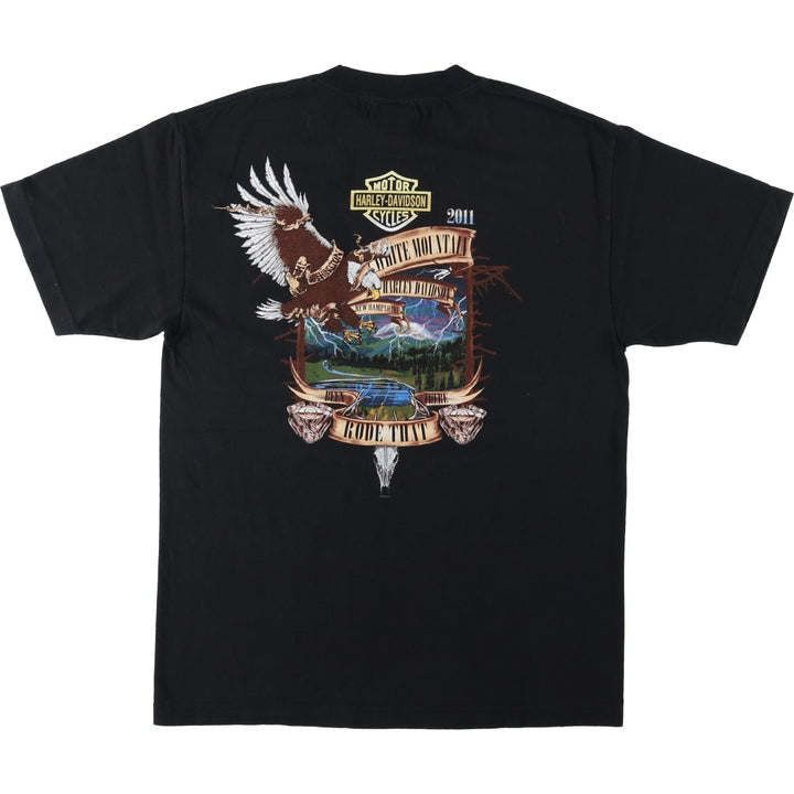 Harley-Davidson Eagle Pattern Motorcycle Bike T-shirt Men's L size cotton black type Vintage Second Hand
