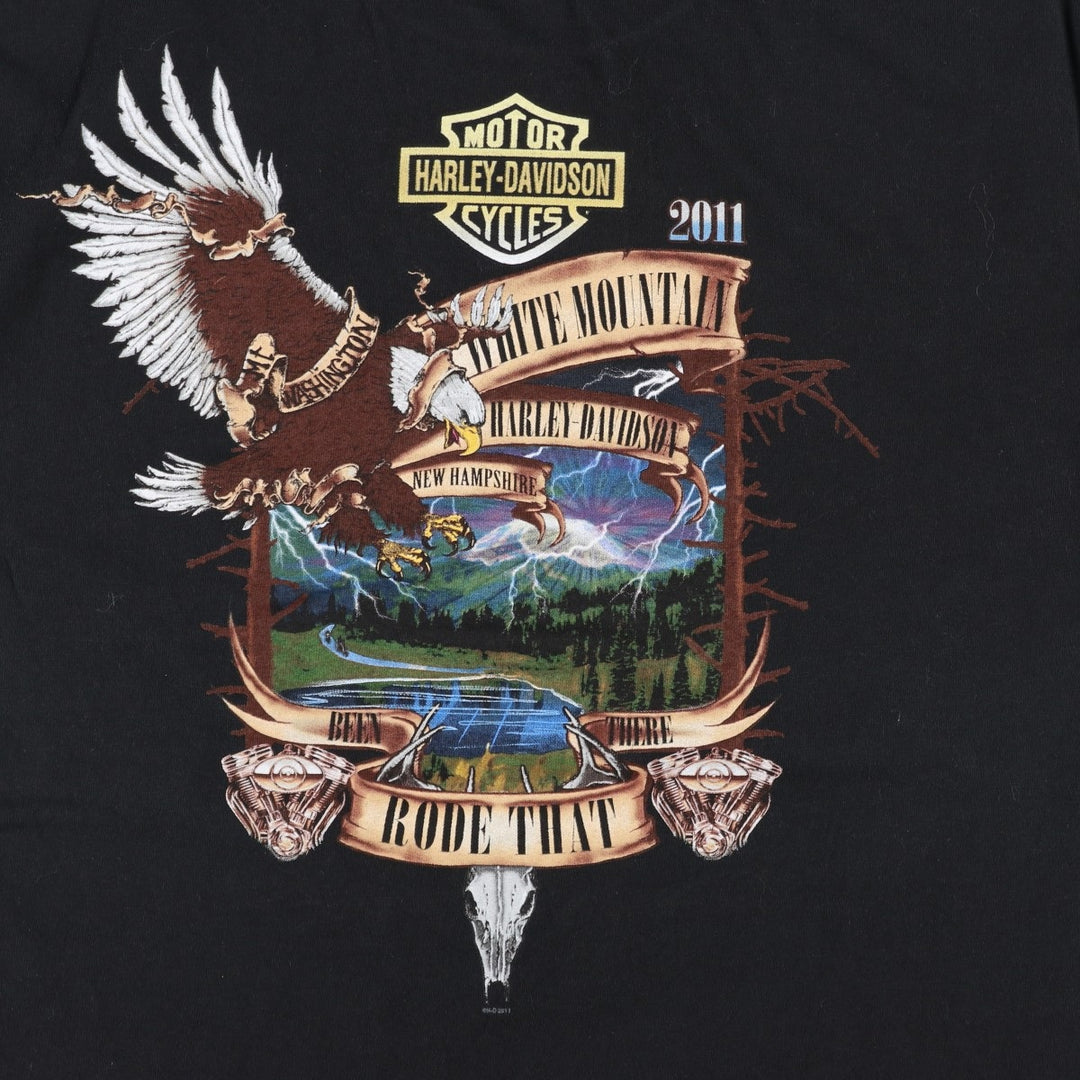 Harley-Davidson Eagle Pattern Motorcycle Bike T-shirt Men's L size cotton black type Vintage Second Hand