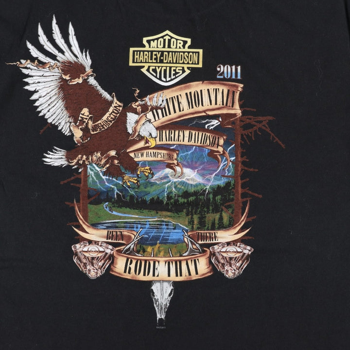 Harley-Davidson Eagle Pattern Motorcycle Bike T-shirt Men's L size cotton black type Vintage Second Hand