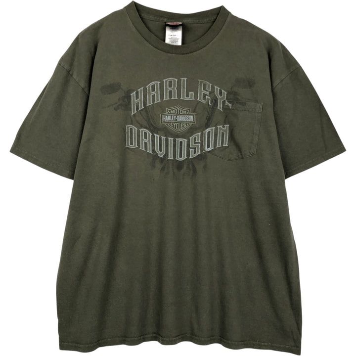 Harley-Davidson Motorcycle Bike T-shirt, Men's XL size cotton Khaki type Vintage Second Hand